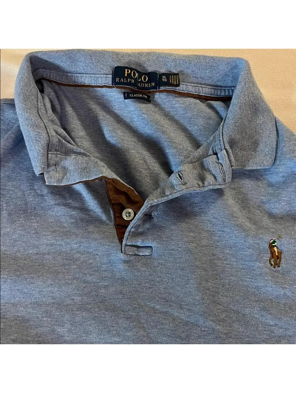 Polo Ralph Lauren Classic Fit Polo Shirt Men’s XL Blue Long Sleeve Cotton Logo